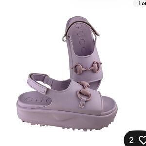 Gucci Women's Pastel Pink Horsebit Platform Sandals